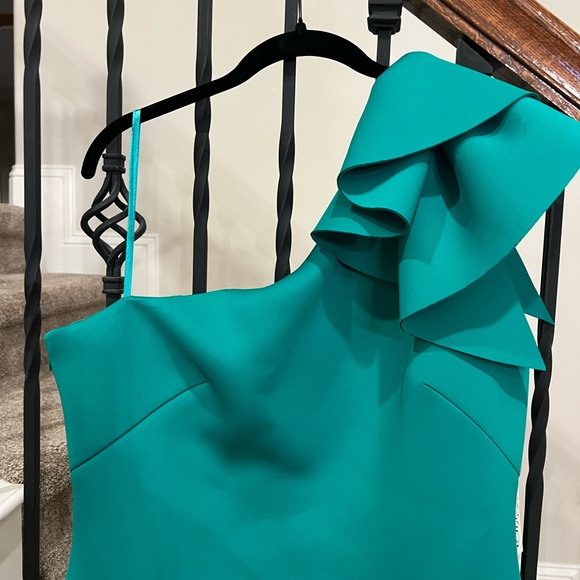 NWT Eliza J One-Shoulder Teal Dress-Size 16 - Picture 4 of 11